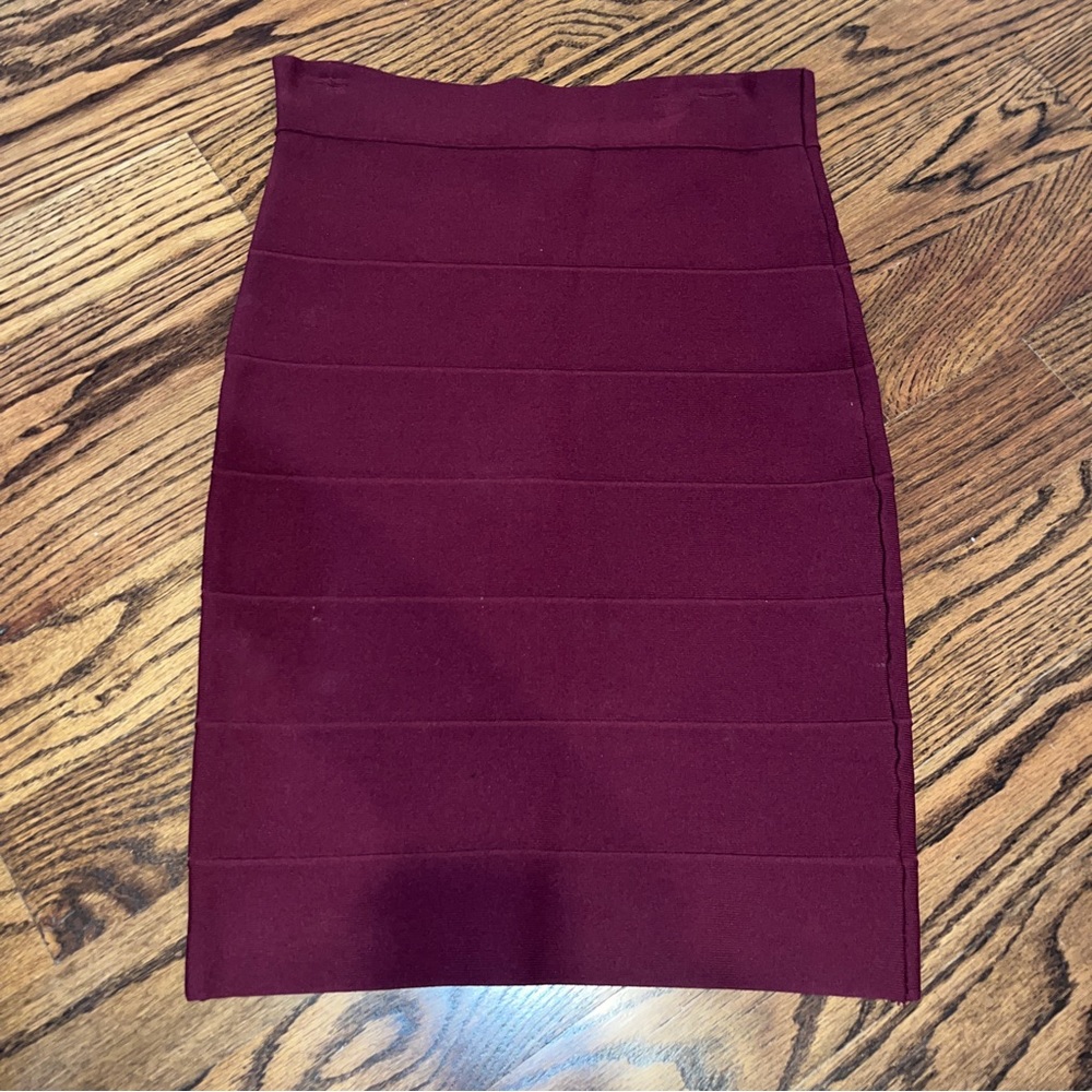 Burgundy/Maroon Bandage Pencil Skirt